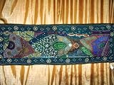 Spectacular Zardozi India Sari Tapestry Wall Hanging Table Runner