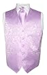 Men's Lavender Paisley Design Dress Vest and NeckTie Set for Suit or Tuxedo