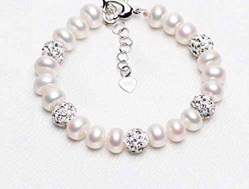 Jinxiumingzhu 14K Gold 8-9mm Round White Freshwater Cultured Pearl Bracelet - AAA Quality