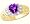 14K Yellow Gold Ribbed Heart Gemstone and Diamond Ring-Amethyst, size5