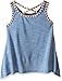 Beautees Girls' Sleeveless Tank Top with Screen Print, Beaded Trim and Necklace