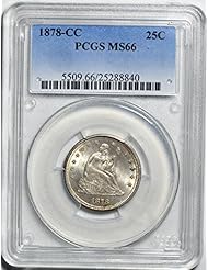 Coins: 1878 CC Liberty Seated Quarters Quarter MS66 PCGS