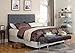 Container Furniture Direct Jackson Collection Modern Button Tufted Linen Fabric Upholstered Bedroom Headboard, Grey