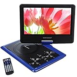 DBPOWER 9.5-Inch Portable DVD Player with Rechargeable Battery, SD Card Slot and USB Port - Blue