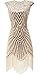 eforpretty Womens 1920s Diamond Sequined Embellished Fringed Flapper Dress(X-Small),Beige