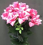 Tanday (Hot Pink - Fuschia) Veined Rose Wedding Bouquet Two Tone.