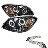 Carpart4u Chevy Cobalt / Pontiac G5 / Pontiac Pursuit CCFL LED Black Projector Headlights and LED Day Time Running Light Package