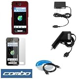 SolidRedRubberizedSnap-OnHardCrystalCoverCase+ClearReusableLCDScreenProtector+RapidCarCharger+HomeTravelCharger+USBDataCableforT-MobileSamsungBeholdT919CellPhone
