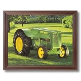 Old John Deere Farm Tractor Home Decor Wall Picture Cherry Framed Art Print
