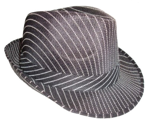 Black Pinstripe Black/white Fedora Hat