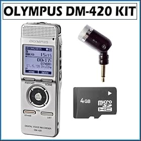Olympus DM-420 Digital Voice Recorder and MP3 Player + Accessory Kit