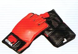 GTMA MMA Mixed Martial Arts Grappling Gloves - Red Leather