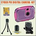 Digital Concepts VGA Cyber Pix Digital Camera Kit for Girls +Plus+ Accessory Kit:- added Camera Carrying Case w/Pockets & Strap, Flexible Mini Tripod w/Pocket Clip, Deluxe Cleaning and Care Kit, Universal LCD Screen Protectors