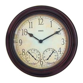 Springfield Precision Instruments 14" Metal Garden Thermometer with Clock and Hygrometer