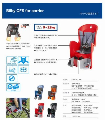 Polisports チャイルドシート 荷台 取付タイプ Bilby CFS ポリスポーツ BLACK/DARK GREY