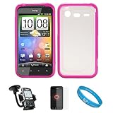 Durable Crystal Hard Case Cover with Pink Rubberized TPU Silicone Skin Edge ....