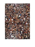 ICONS CORNER Alfombra Etiquetas Recicladas Cosida A Mano (Marrón)