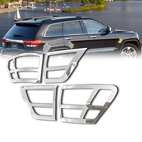 E-Autogrilles Triple Chrome Plated Taillight Tail Light Lamp Cover for 11-13 Jeep Grand Cherokee (67-0205)