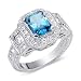 Classic Beauty 1.50 carats total weight Radiant Cut London Blue Topaz & White CZ Size 6 Gemstone Ring in Sterling Silver
