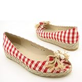 STUART WEITZMAN Safflower White Stripe Flats Red Womens