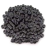 200 PCS 5mm Dark Brown Color Silicone Lined Micro Rings Links Beads For I Bond Stick Tip Feather Hair Extensions