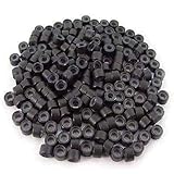 200 PCS 5mm Dark Brown Color Silicone Lined Micro Rings Links Beads For I Bond Stick Tip Feather Ha