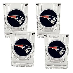 New England Patriots 4pc 2oz Square Shot Glass Set NFL Football
