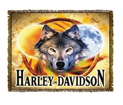 Harley-Davidson&reg; Motorcycles Wolf Sun Moon Throw Blanket