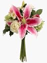 12" Casablanca Lily and Rose Silk Wedding Bouquet in Rubrum and Cream