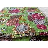 Kanthaa Designer Cotton Tropical Bedding By Kanthaa (Queen/Full, Lime Green)