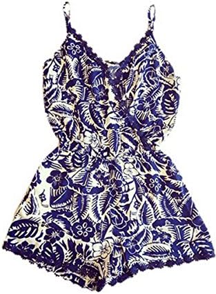 FINEJO Sexy Body Suit Spaghetti Strap Wrap Front Top V Neck Backless Jumpsuits Blouse M