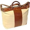 Floto Piana Canvas Tote Bag w/ Leather Trim Travel Totes, Canvas