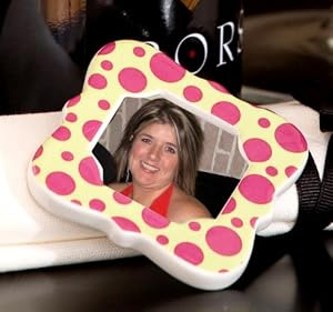 No Boys Allowed Polka Dot Ceramic Frame Place Card Holder and Napkin Ring