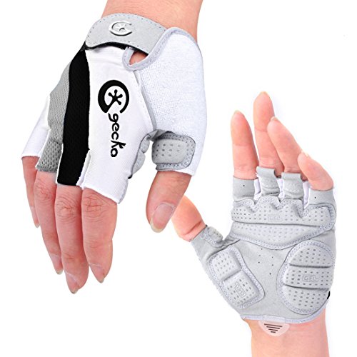 Cgecko Special Wicking Shockproof Mountain Reflex Gel Bike Half Finger Glove Tri-color Optional Outdoor Sports Gloves Cycling Short Glove (Black, L)