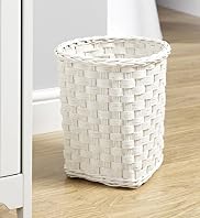 White Rattan Waste Bin