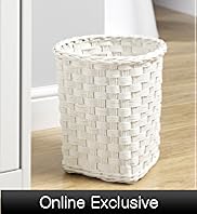 White Rattan Waste Bin