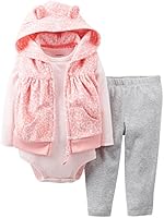 Carter's Baby Girls' 3 Piece Hooded Vest Set (Baby) - Coral