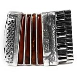 Dark Honey Color Amber Sterling Silver Accordion Brooch