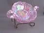 Pink Carnival Glass 2 Handle Nappy Bowl