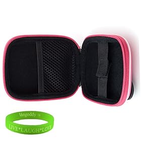 Eva Pink Metallic Shine Extra Thick Case with Reinforced Exterior Shell for all models & colors of your Canon Digital Camera Point and Shoot Powershot A1200 , A2200 , A2300, A2400 IS , A3300 , A3400 , A4000 with HD Video + Green Vangoddy Bracelet!!!