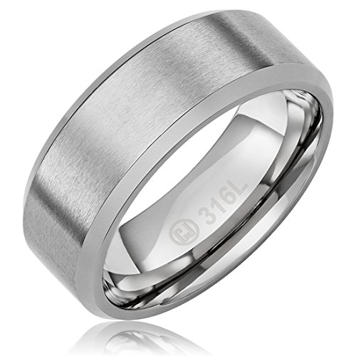 Cavalier Jewelers 8MM Jewelry Grade Stainless Steel Ring Wedding Band with Brushed Top