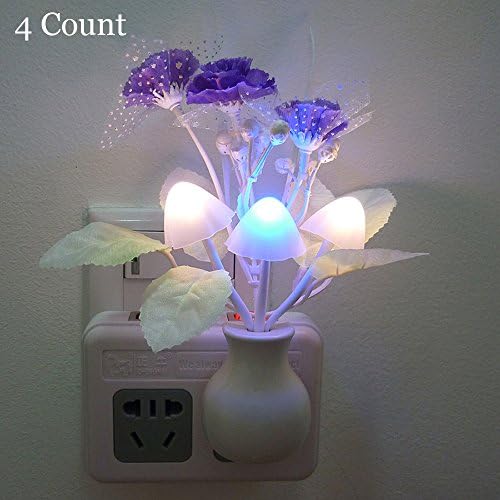 Miesun Creative Purple Clove Style Three Bulbs LED Mushroom Night Light Bedroom Decoration Light Lamp - 4 Count