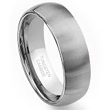 Tungsten Carbide 8mm Brushed Dome Wedding Band Ring Size 6-15