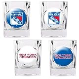 NHL New York Rangers Four Piece Square Shot Glass Set (Individual Logos)