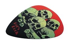 Let's Rock Giant Plectrum / Pick Shaped Mouse Mat for Computer Mouse Green Skulls Design