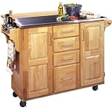 Home Styles 5086-95 Stainless Steel Top Kitchen Cart, Natural