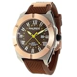 Haurex Italy Mens Challenger GMT Brown Rubber Strap Watch