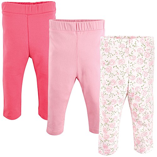 Luvable Friends 3-Pack Baby Girl Leggings, Pink Rose, 9-12 Months