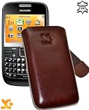 Huawei G6603 Dual-Sim / Leder Etui Handytasche Ledertasche Schutzhuelle Case Huelle *Speziell – Lasche mit Rueckzugfunktion* In Braun