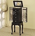 Furniture online: Queen Anne Style Jewelry Armoire in Black Finish